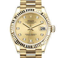 Load image into Gallery viewer, Rolex Datejust 31 Yellow Gold Fluted Champagne Diamond Dial (278278-0009)
