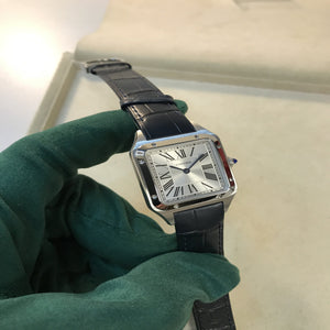 Cartier Santos-Dumont Silver Dial Stainless Steel Ladies Watch WSSA0023